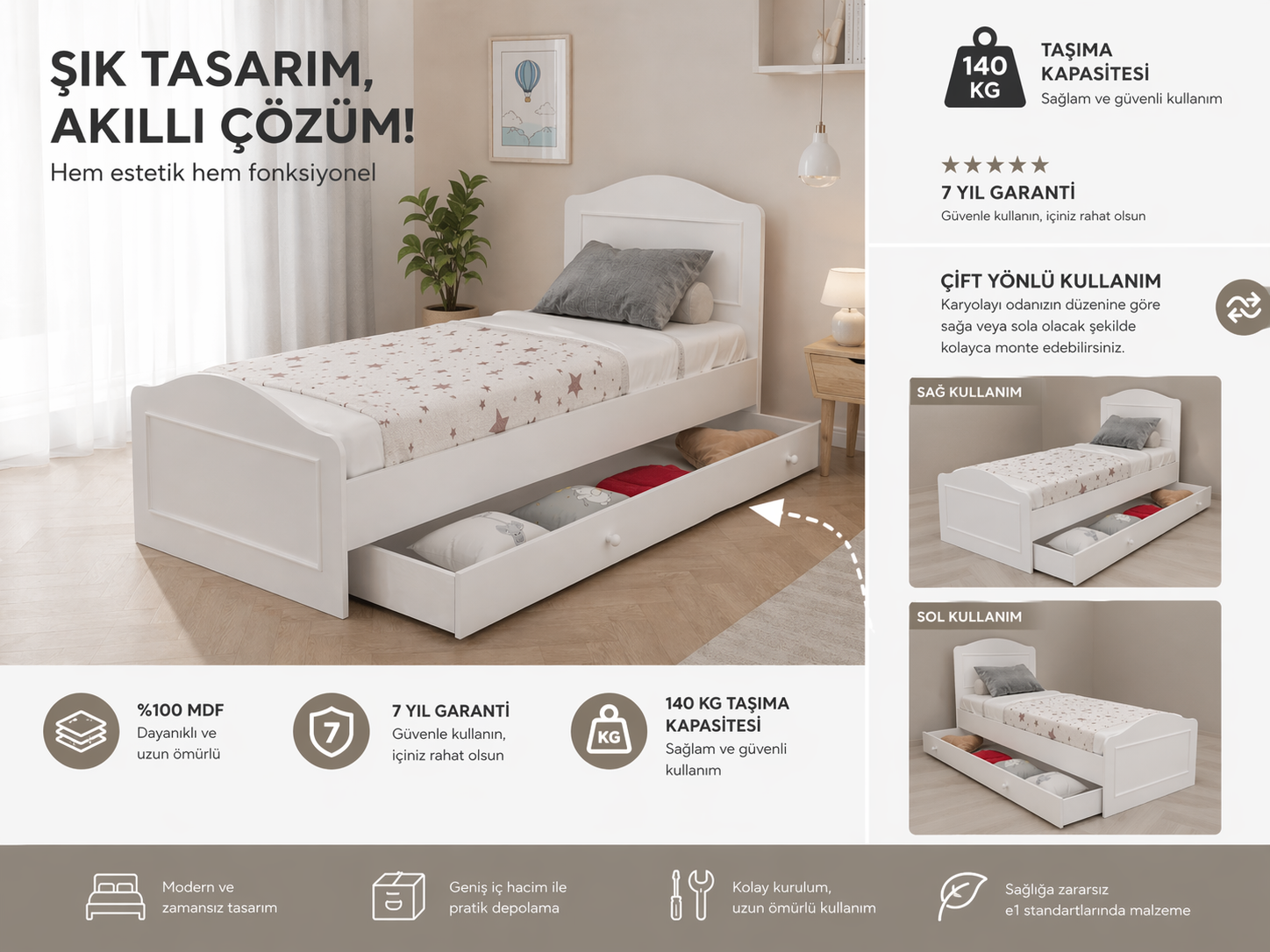 MONTES YAVRULU KARYOLA 90X190 (%100MDF)