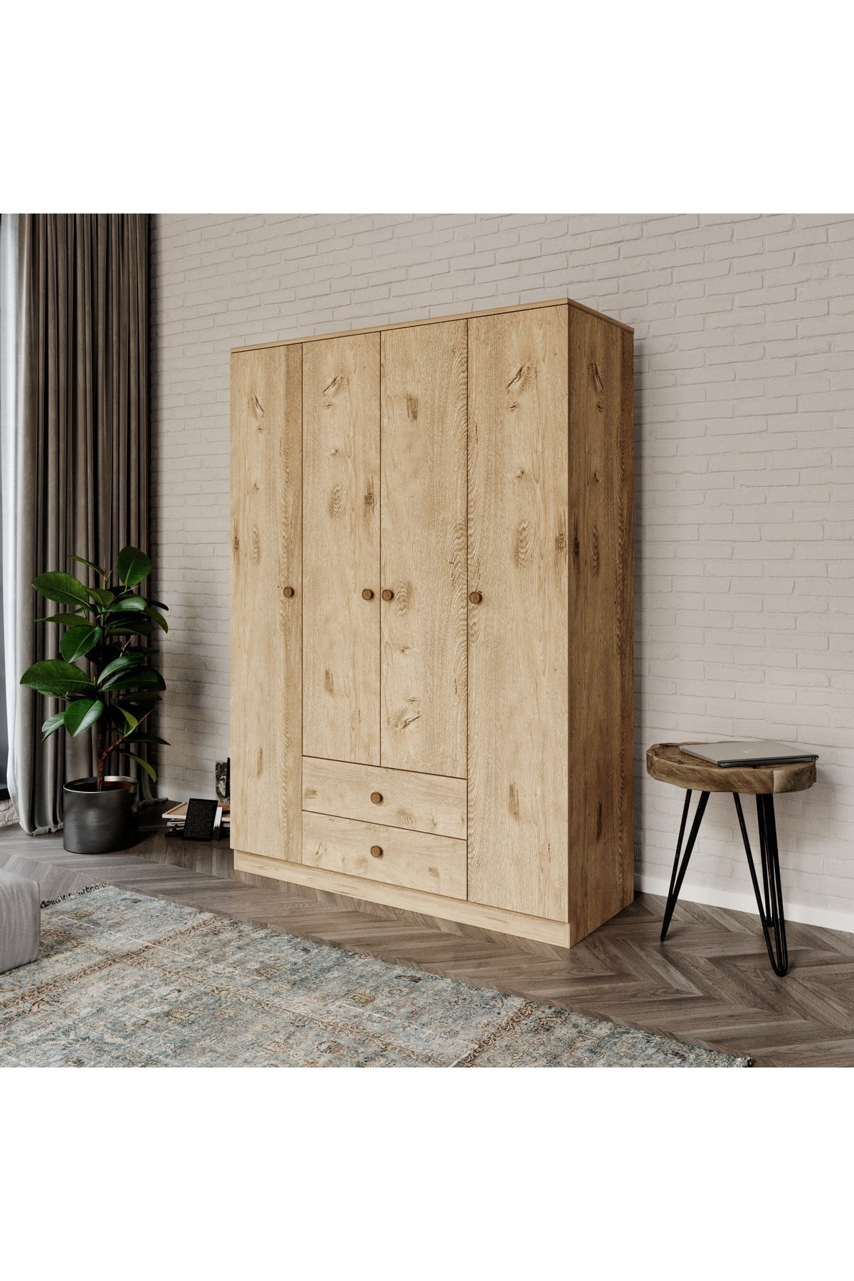 Nova 4 Kapaklı,2 Çekmeceli Dolap (%100MDF)