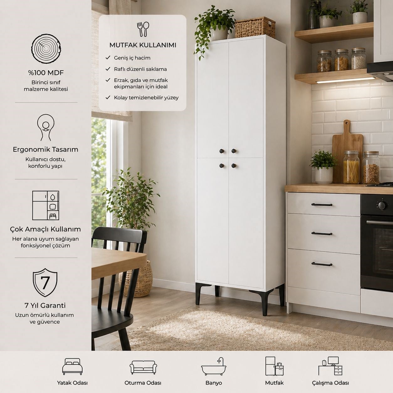PARİS ÇOK AMAÇLI DOLAP (%100MDF)
