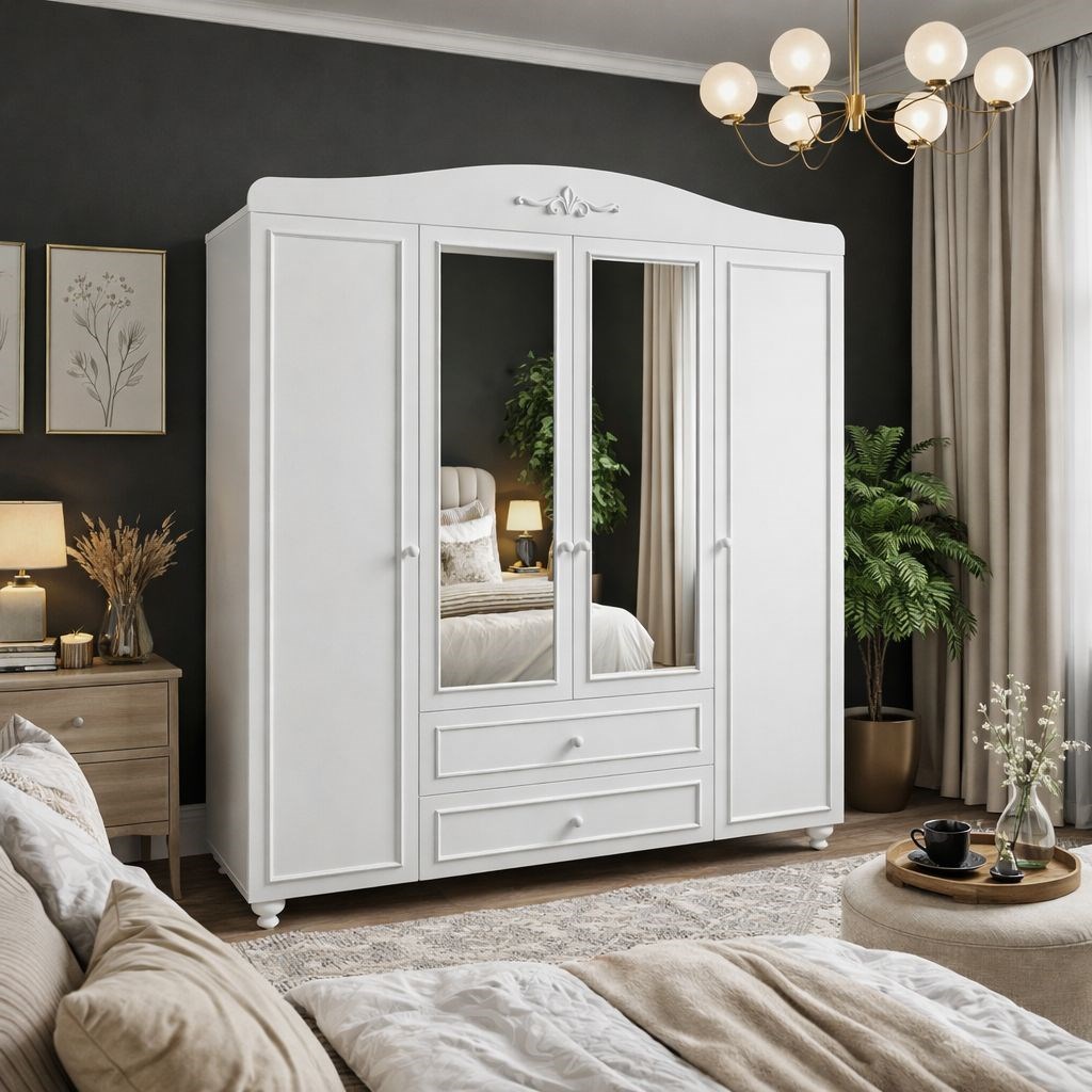 ROMANTİC 4 KAPILI DOLAP/GARDIROP (%100MDF)