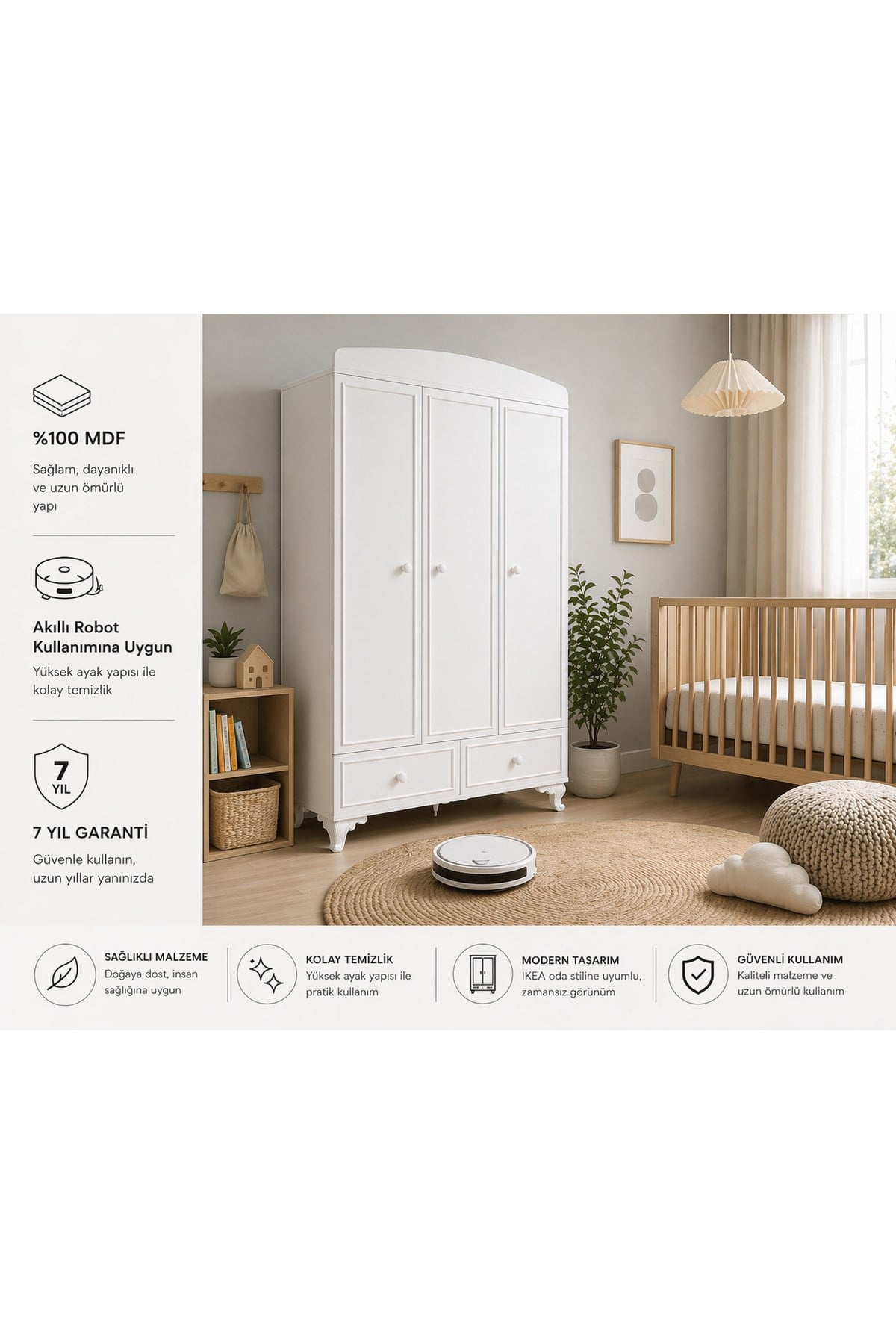 Selena Avangart 3 Kapaklı Dolap (%100mdf)
