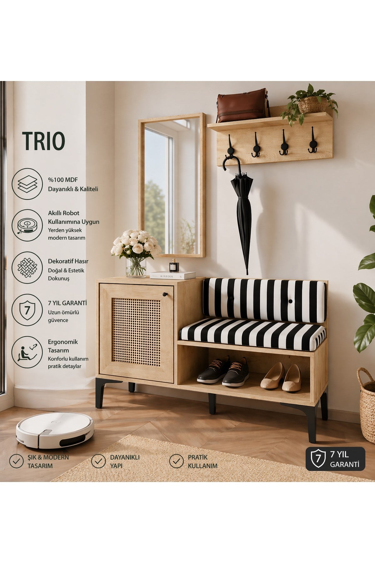 Tarz dekoratif portmanto/ayakkabılık (%100mdf)