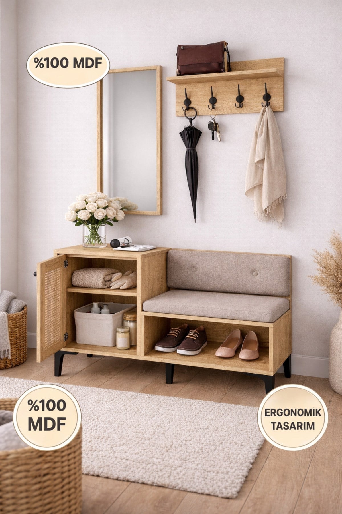 tarz portmanto/ayakkabılık(%100mdf)