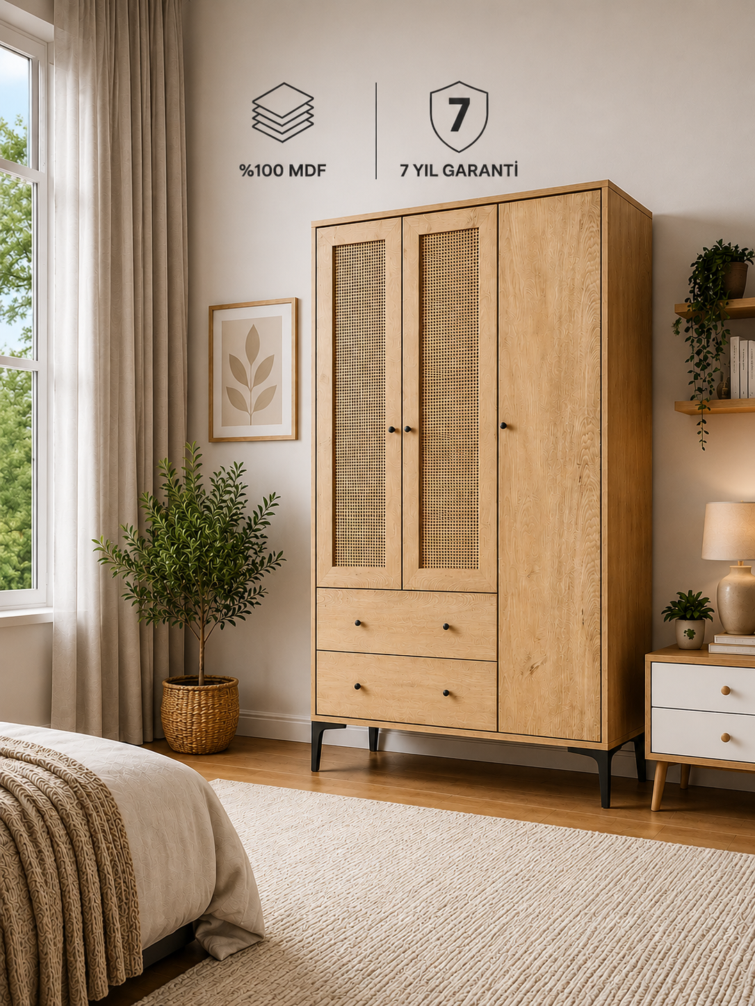 Trio 3 Kapılı Dolap (%100MDF)