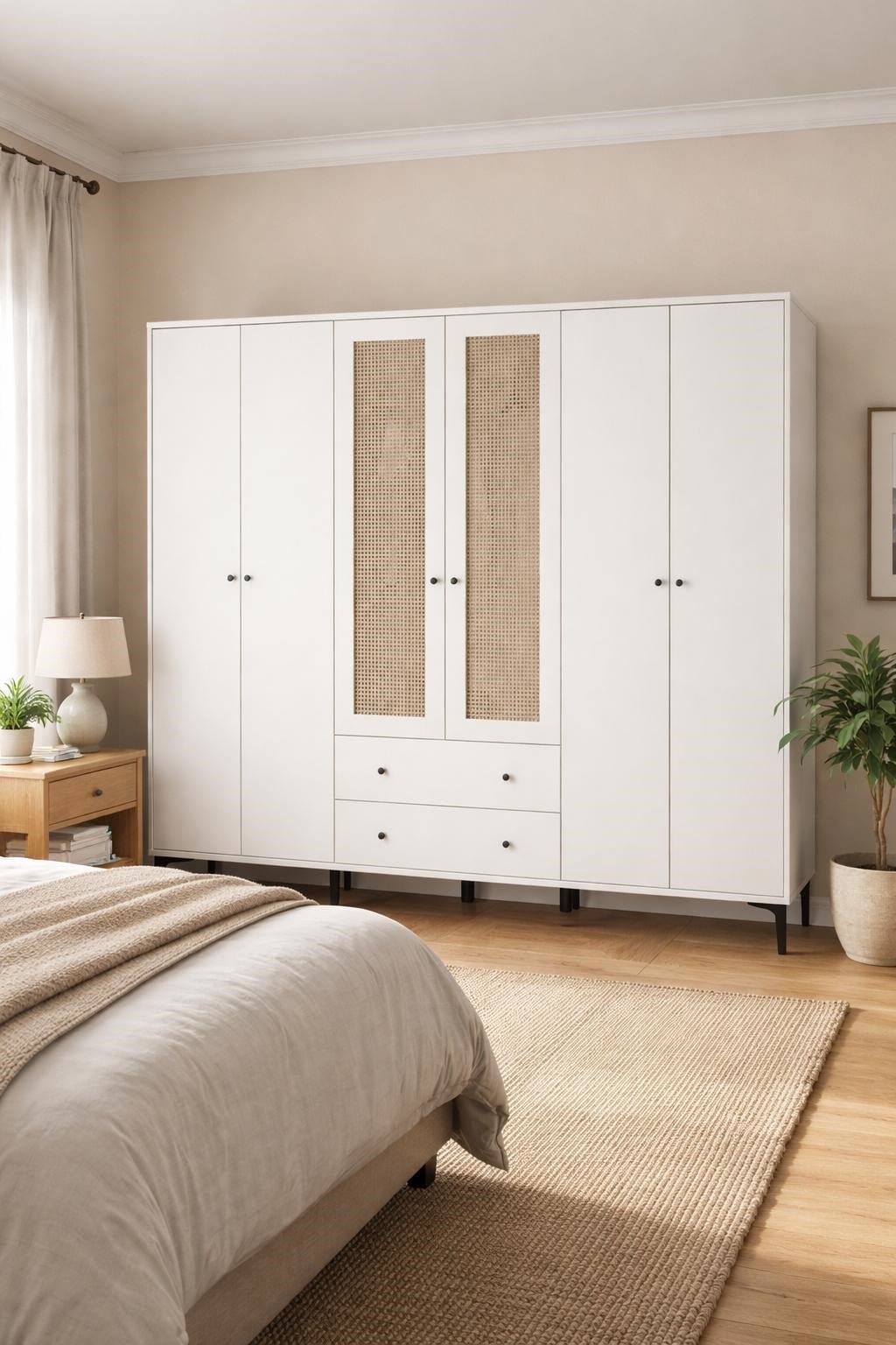 TRİO 6 KAPILI DOLAP/GARDIROP BEYAZ (%100MDF)