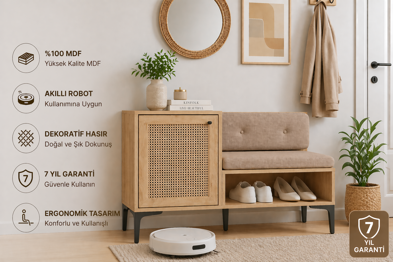 TRİO AYAKKABILIK MEŞE (%100MDF)