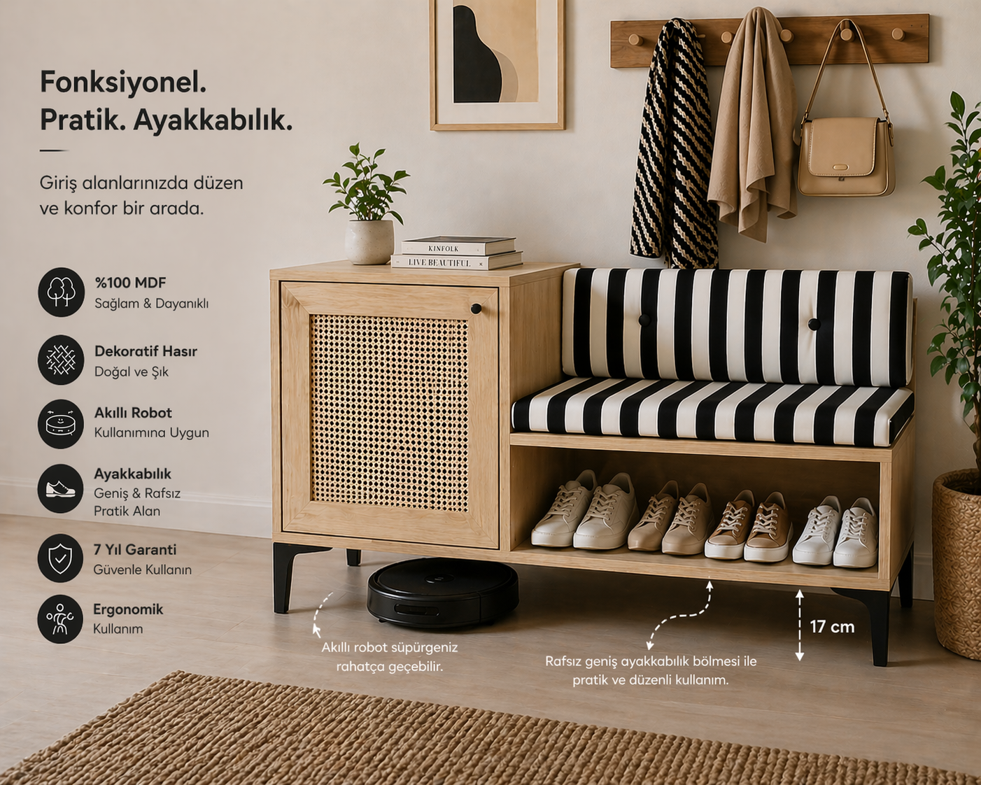 TRİO AYAKKABILIK MEŞE (%100MDF)
