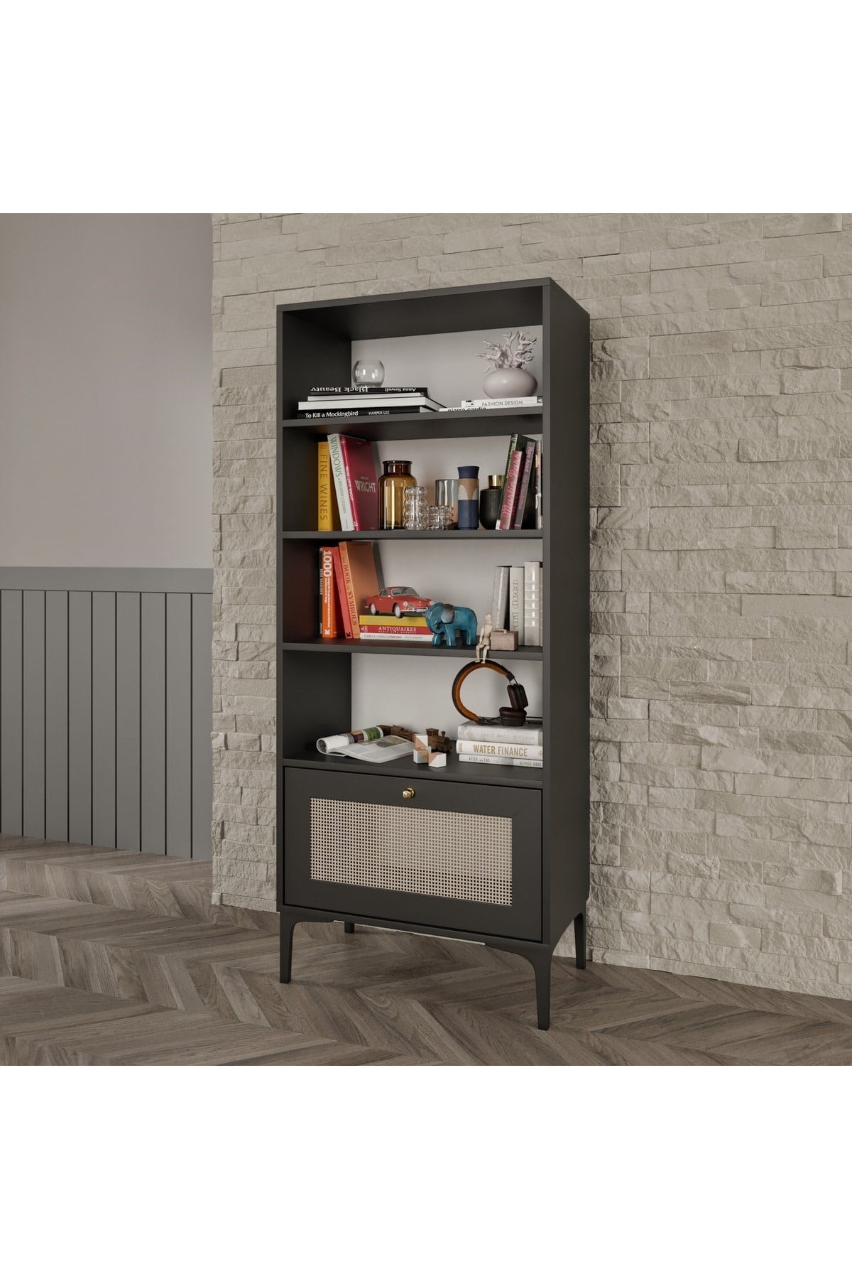 Trio Black Kitaplık(%100mdf)