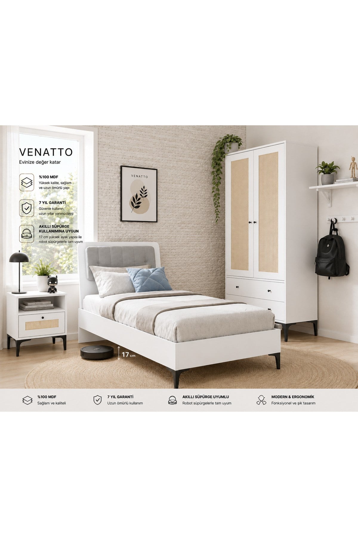 trio life white genç odası (%100mdf)