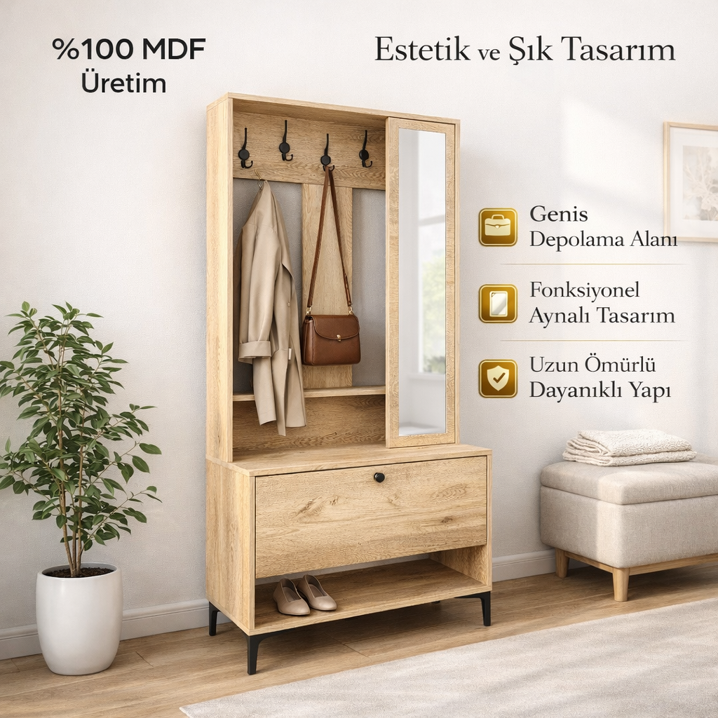 VALENTİNO WOOD PORTMANTO/AYAKKABILIK/VESTİYER(%100MDF)