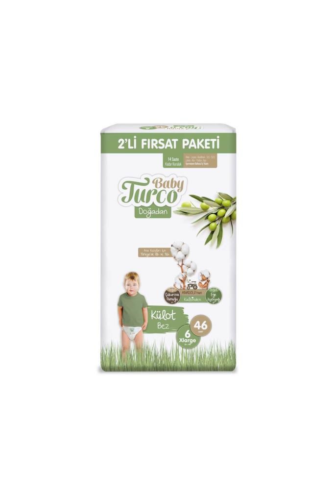 Baby Turco Doğadan 2li Fırsat Paketi Külot Bez 6 Numara Xlarge 46 Adet