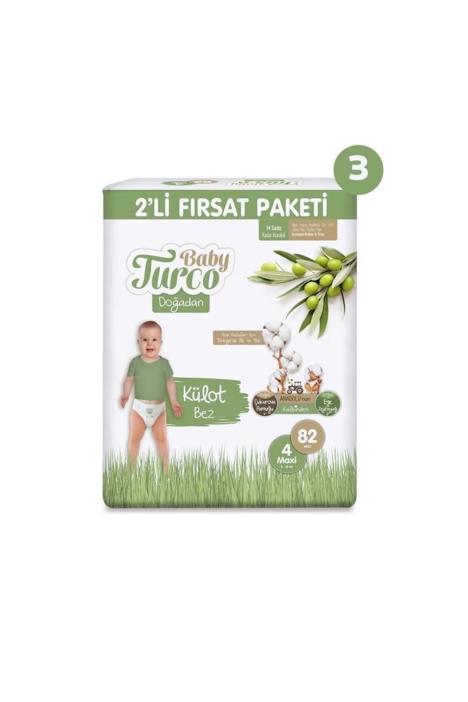 Baby Turco Doğadan 2li Süper Fırsat Paketi Külot Bez 4 Numara Maxi 246 Adet