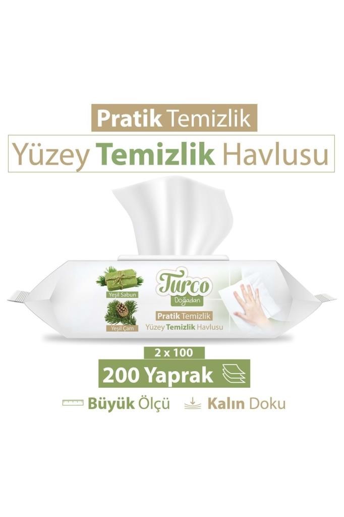Baby Turco Turco Doğadan Pratik Yüzey Temizlik Havlusu 100 Yaprak Yeşil Sabun/Yeşil Çam (3 Lü Set) 300 Yaprak
