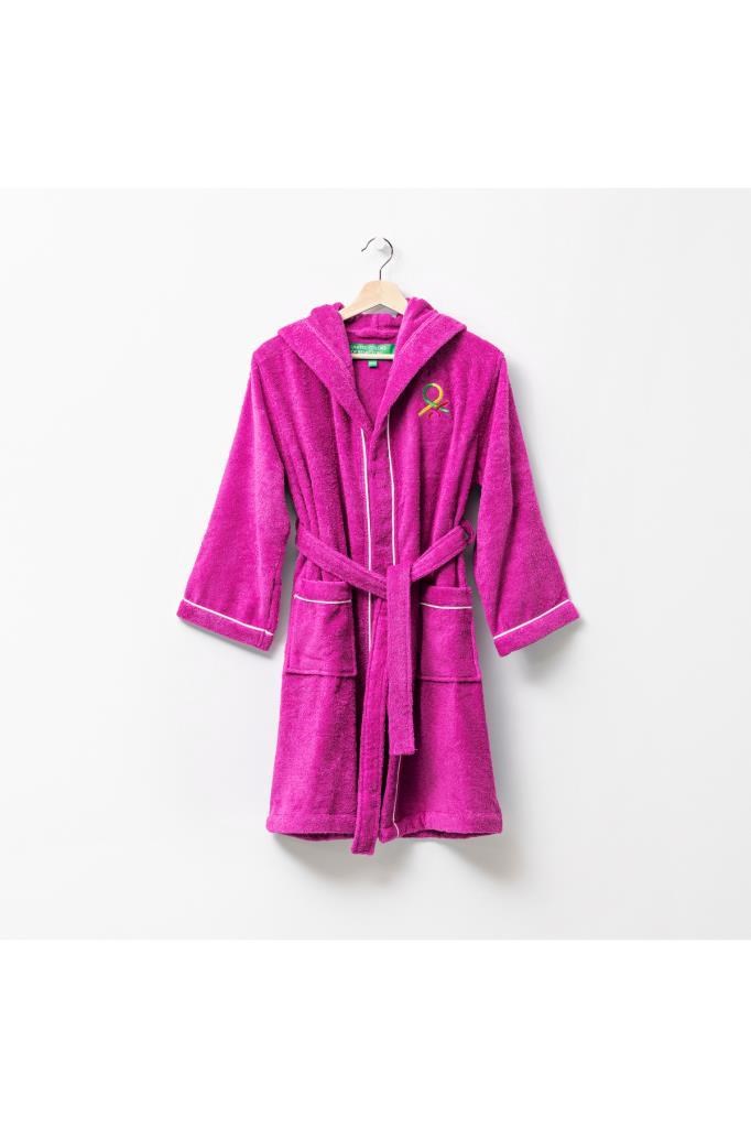 Benetton Çocuk Bornoz Pembe Şapkalı Pamuk