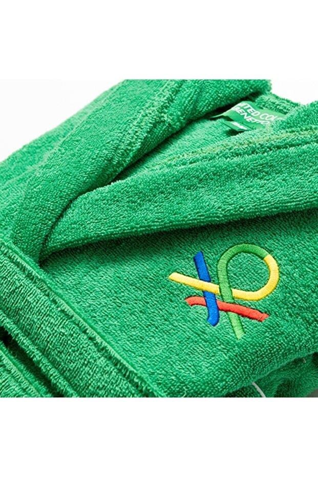 Benetton Çocuk Bornoz Yeşil Şapkalı Pamuk