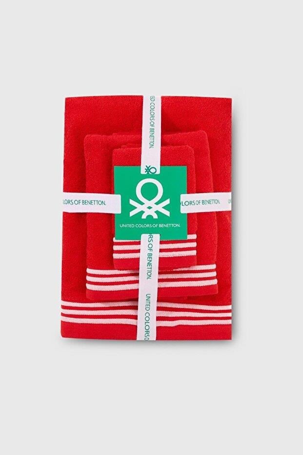 Benetton Home Banyo Havlu El Yüz Vücut Kırmızı %100 Pamuk 3 Lü Set 70x140 cm 50x90 cm 30x50 cm