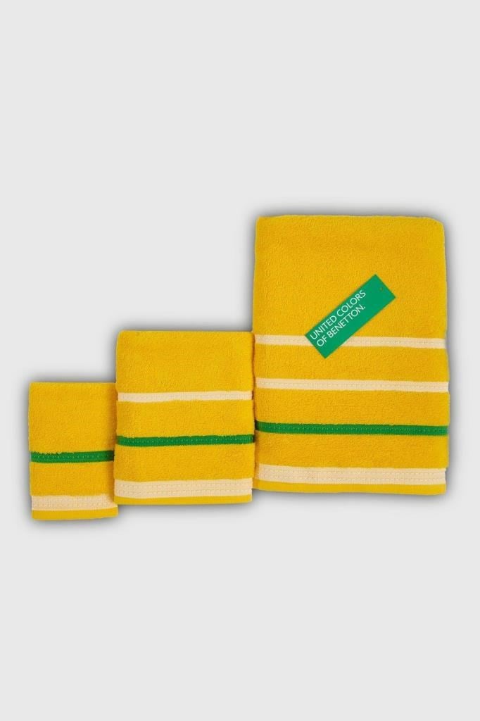 Benetton Home Banyo Havlu El Yüz Vücut Sarı %100 Pamuk 3 Lü Set 70x140 cm 50x90 cm 30x50 cm