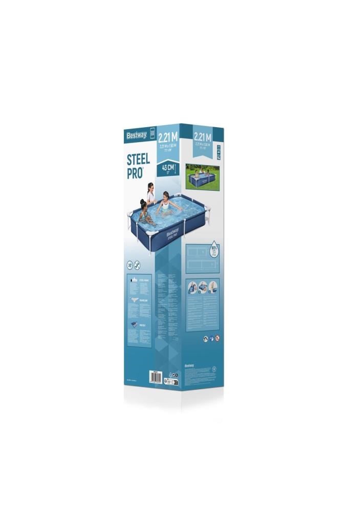 Bestway Bestway® 56401 Steel Pro™ Yer Üstü Prefabrik Dikdörtgen Havuz 2,21 m x 1,50 m x 43 cm