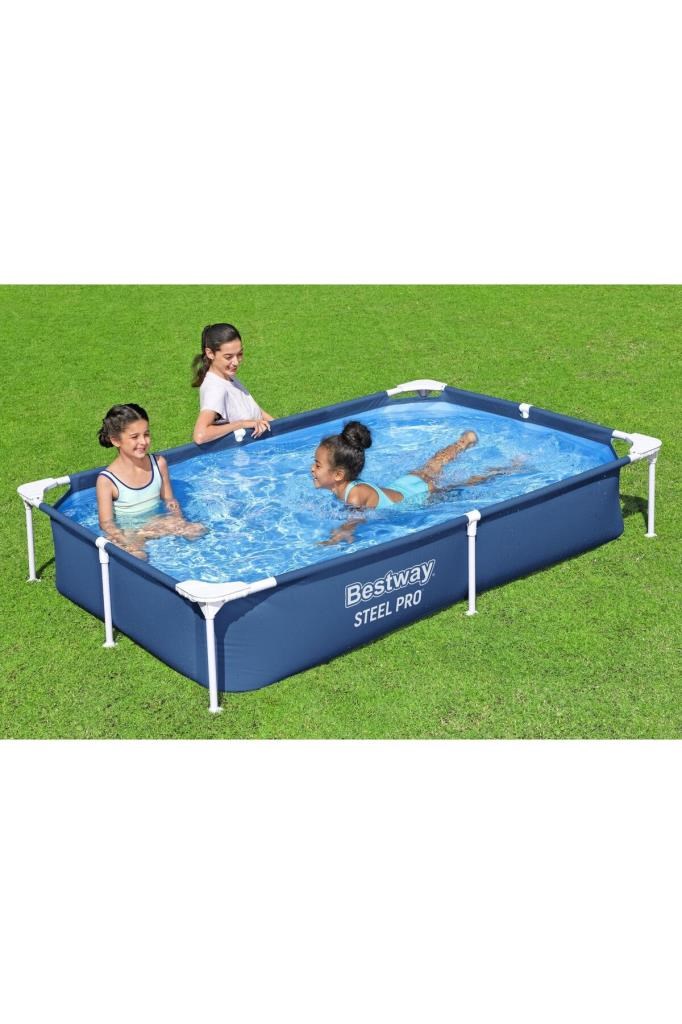 Bestway Bestway® 56401 Steel Pro™ Yer Üstü Prefabrik Dikdörtgen Havuz 2,21 m x 1,50 m x 43 cm