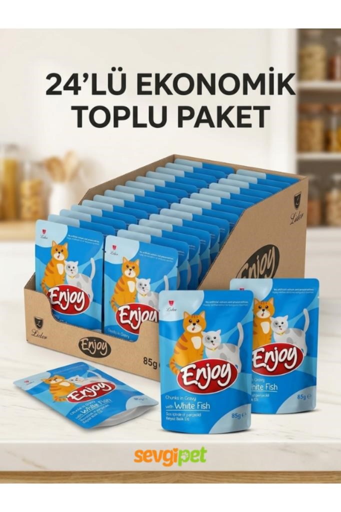 Enjoy ENJY Pouch Balıklı Yetişkin Kedi Maması 85 GR x 24 Adet