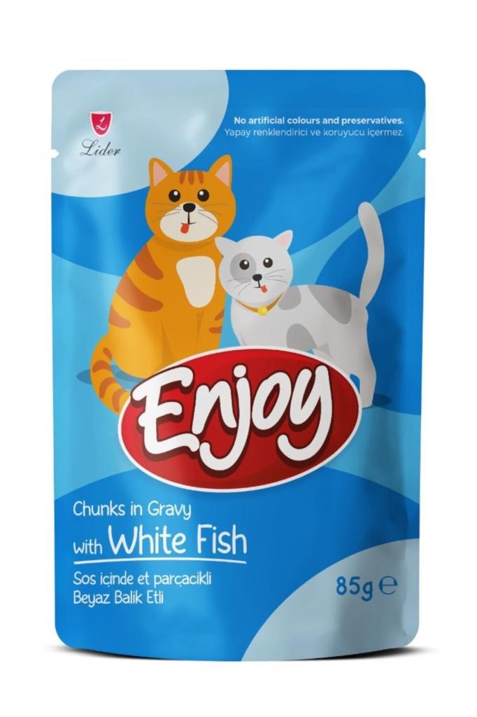 Enjoy ENJY Pouch Balıklı Yetişkin Kedi Maması 85 GR x 24 Adet