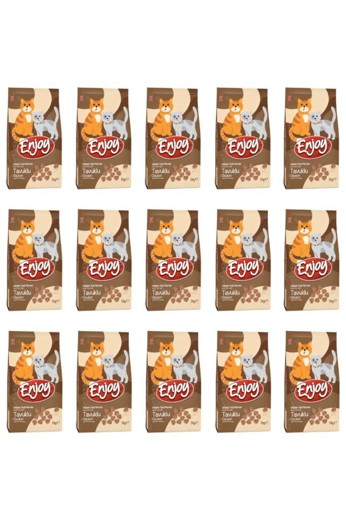 Enjoy Yetişkin Kediler için Tavuklu Tam ve Dengeli Kedi Maması 1 kg X 15