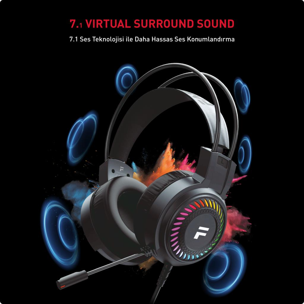 Fashcolle 7.1 Virtual Surround Rgb Profesyonel Oyuncu Kulaklığı (FC8100B)