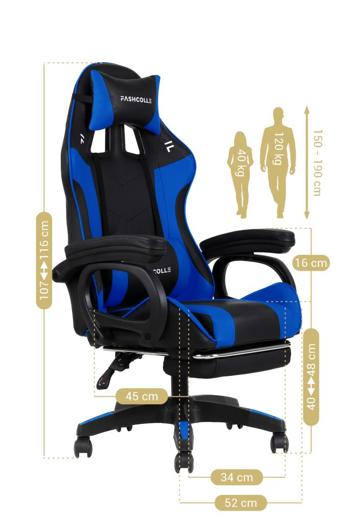 Fashcolle Dynamic Blue Masajlı Oyuncu Koltuğu