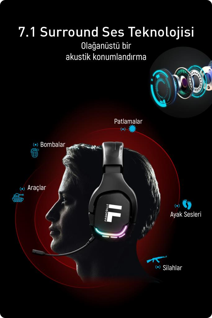 Fashcolle G900 7.1 Virtual Sound Oyuncu Kulaklığı