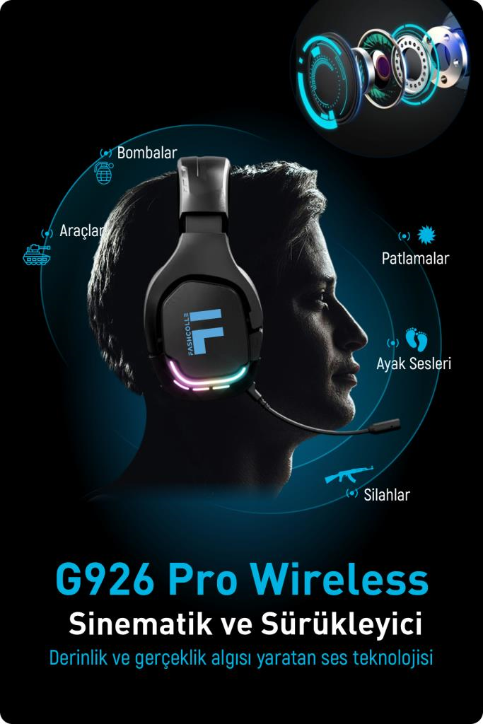 Fashcolle G926 Pro Wireless Oyuncu Kulaklığı