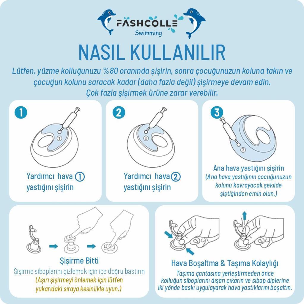 Fashcolle Large Beden Şişme Deniz Kolluğu 4-14 Yaş x 2 Adet