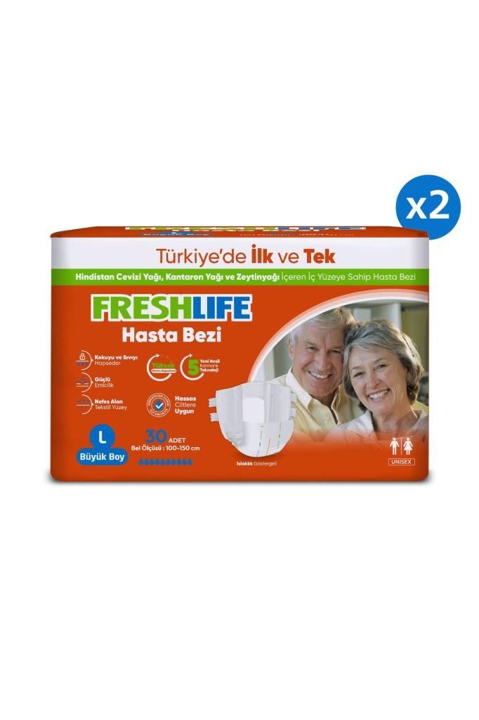 Freshlife 2li Large Beden Büyük Boy Yetişkin Hasta Bezi 30x2 (60 Adet)