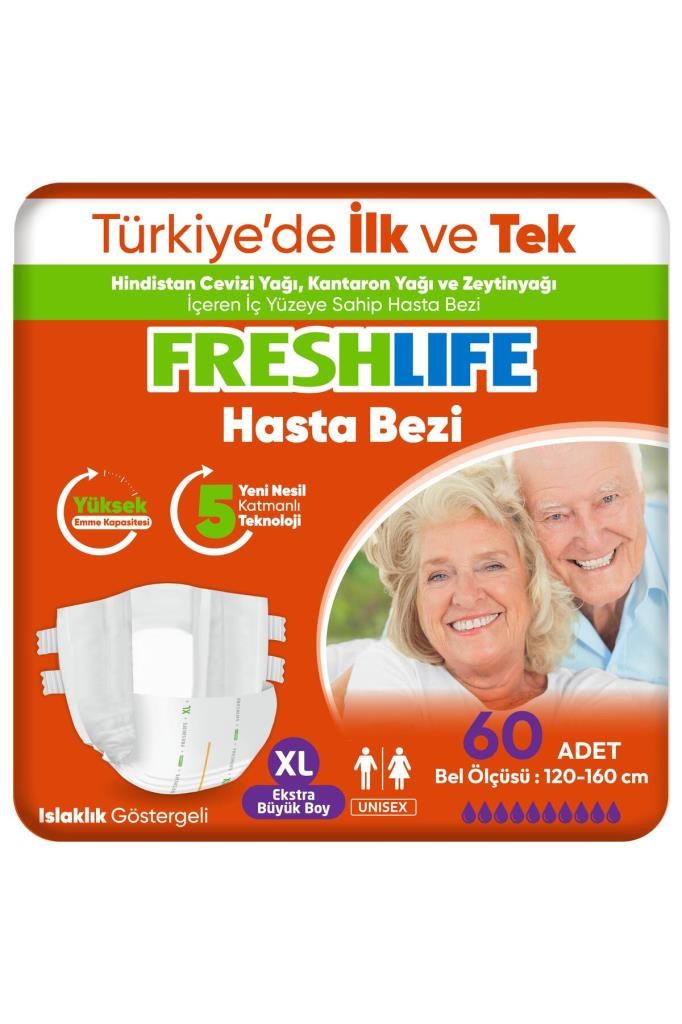 Freshlife 2li Xlarge Beden Extra Büyük Boy Yetişkin Hasta Bezi 30x2 (60 Adet)