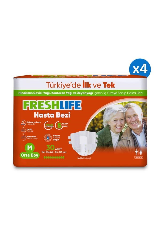 Freshlife 4lü Medium Orta Boy Yetişkin Hasta Bezi 30x4 (120 Adet)