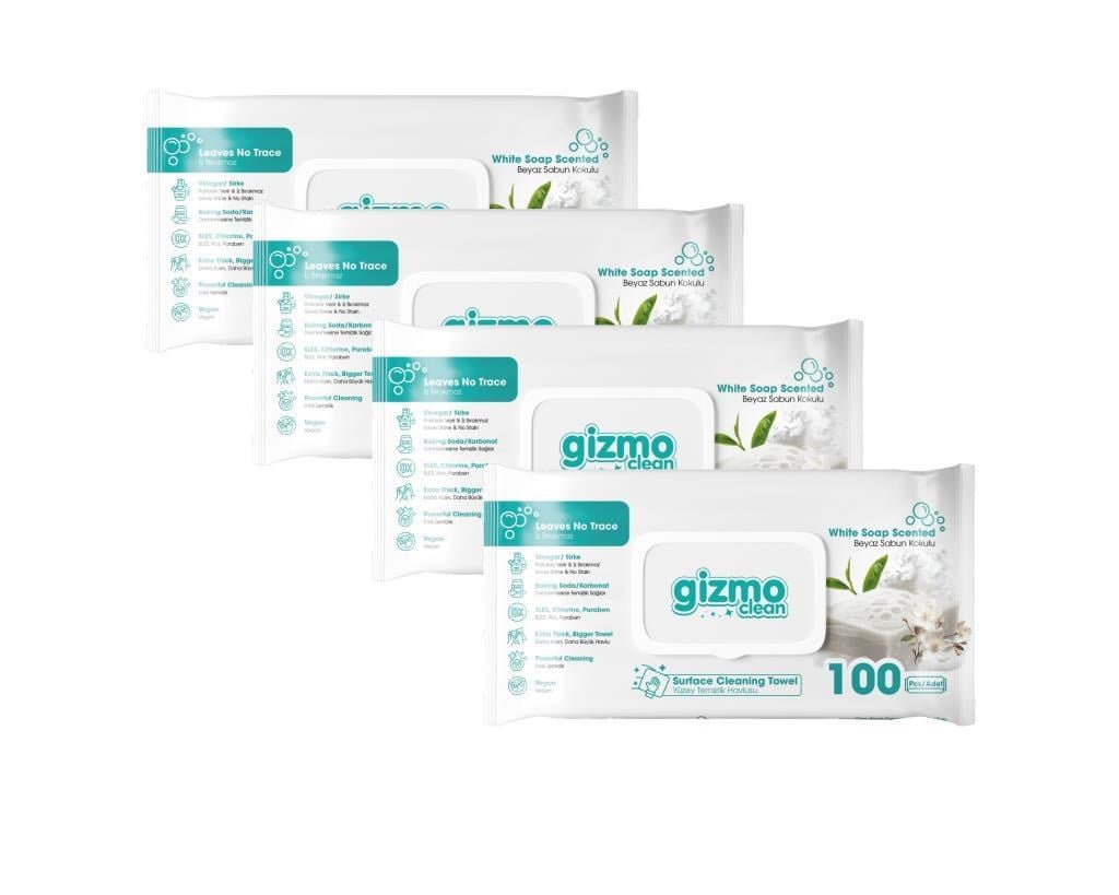 Gizmo Clean Yüzey Temizlik Havlusu Beyaz Sabun Kokulu 4 Paket 400 Yaprak