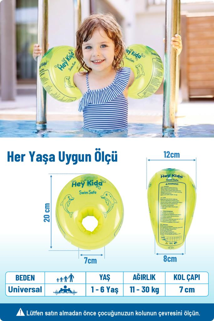 Heykida Swim Safe Yüzme Yardımcısı Deniz Kolluğu 1-6 Yaş