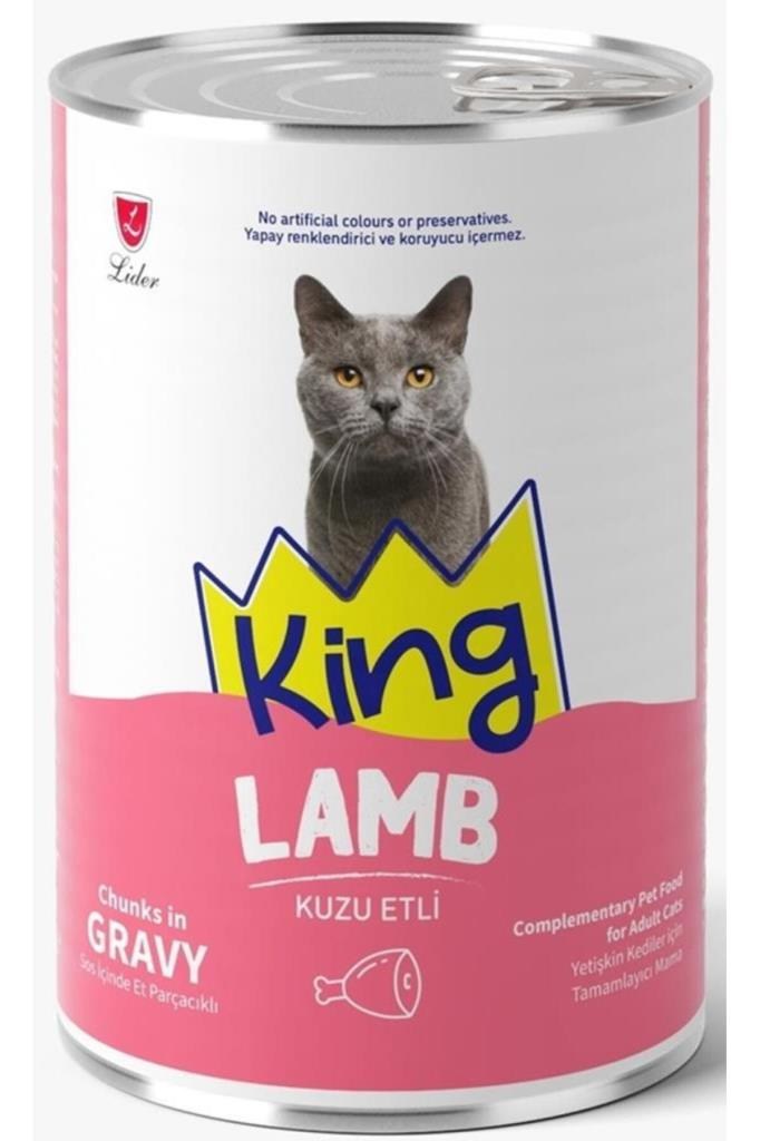 King Et Parçacıklı Kuzu Etli Yetişkin Kedi Konserve 400 Gr*6 ADET