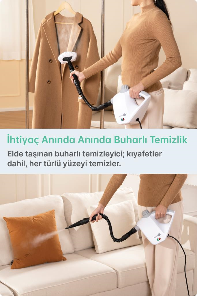 Livenzi JJB-303 El Tipi Buharlı Temizleyici – Beyaz & Gri 