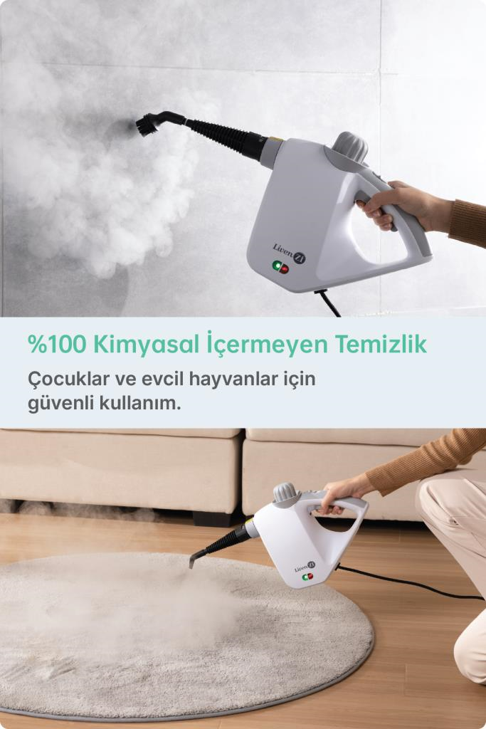 Livenzi JJB-303 El Tipi Buharlı Temizleyici – Beyaz & Gri 