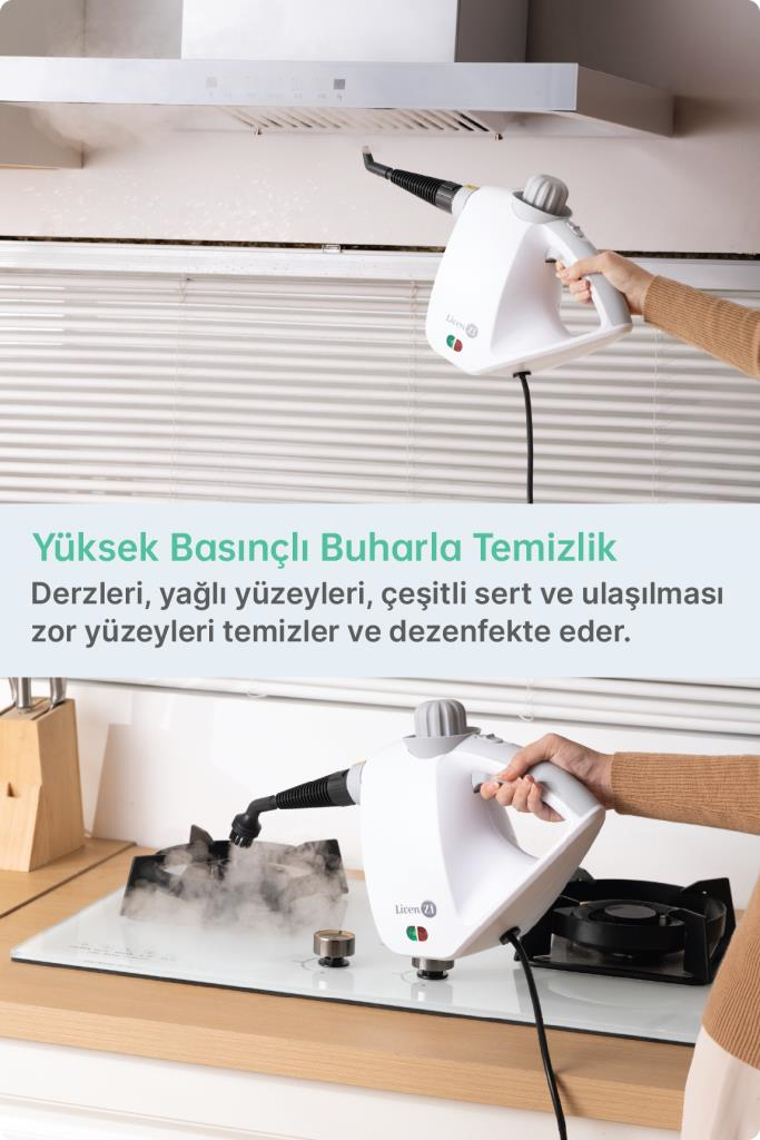 Livenzi JJB-303 El Tipi Buharlı Temizleyici – Beyaz & Gri 