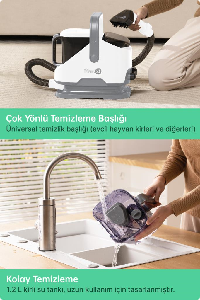 Livenzi JJB-737-II Koltuk Halı Yıkama Ve Leke Çıkartma Makinesi-Beyaz