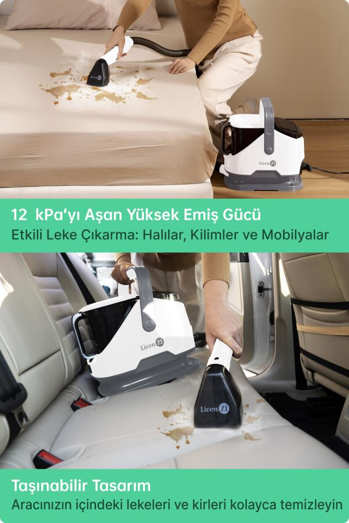Livenzi JJB-737-II Koltuk Halı Yıkama Ve Leke Çıkartma Makinesi-Beyaz