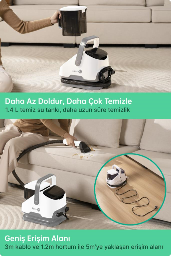 Livenzi JJB-737-II Koltuk Halı Yıkama Ve Leke Çıkartma Makinesi-Beyaz