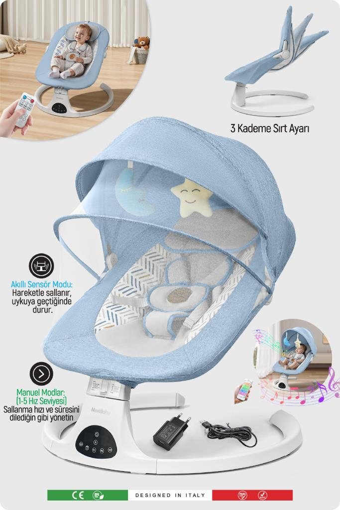 Livenzi Movibaby Hareket Sensörlü Otomatik Ana Kucağı-Blue