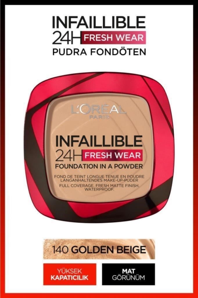 LOreal Paris Infaillible 24h Fresh Wear Pudra Fondöten 140 Golden Beige