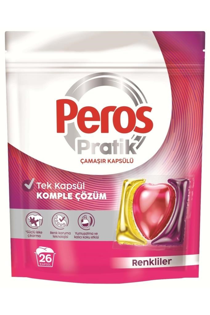 Peros Pratik Matik Çamaşır Deterjanı Kapsülü - Tableti 78 Adet Renkliler (3PK*26)