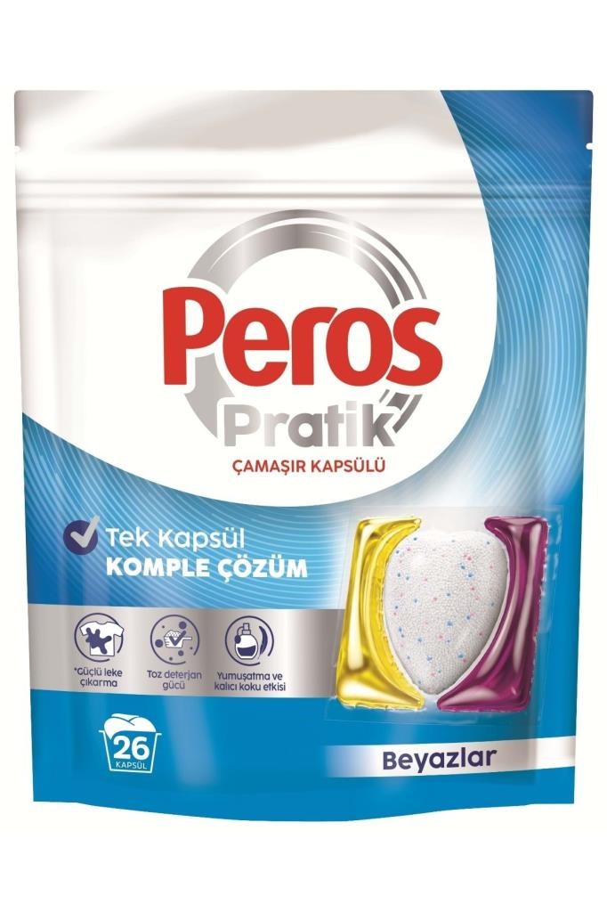 Peros Pratik Matik Çamaşır Deterjanı Kapsülü - Tableti 78 Adet Beyazlar (3PK*26)