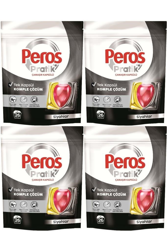 Peros Pratik Matik Çamaşır Deterjanı Kapsülü - Tableti 104 Adet Siyahlar (4PK*26)
