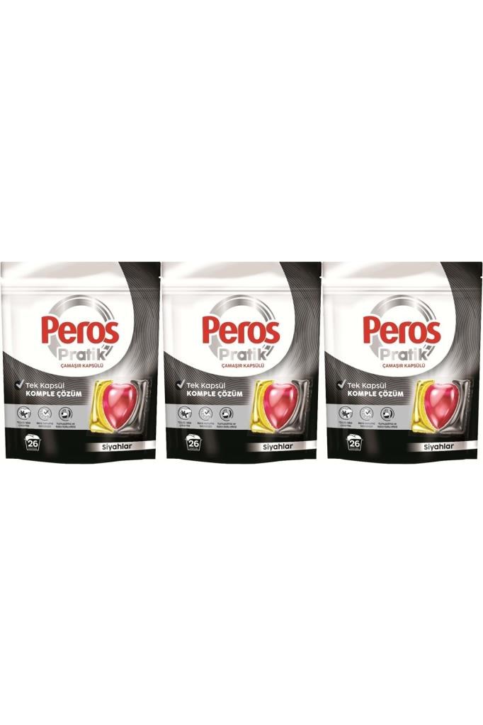 Peros Pratik Matik Çamaşır Deterjanı Kapsülü - Tableti 78 Adet Siyahlar (3PK*26)