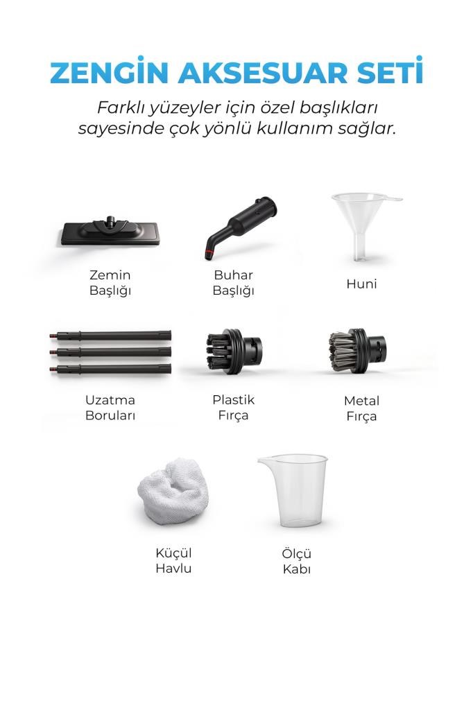 PiranTech CB- 02A  Buharlı Temizlik Makinası - Buharlı Temizleyici - Floor Max Set